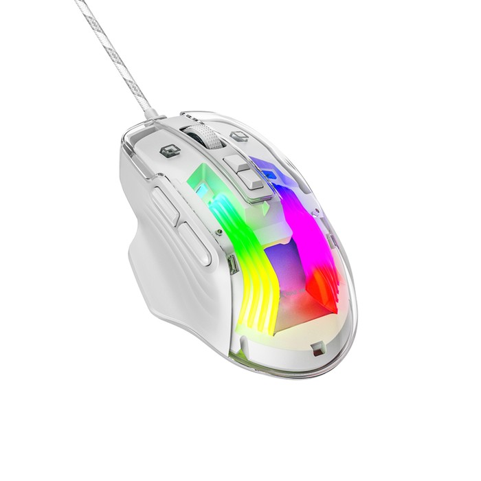 фото Мышь xtrike me gm-319, игровая, проводная, подсветка rgb, 6400 dpi, usb, 1,5 м, белая