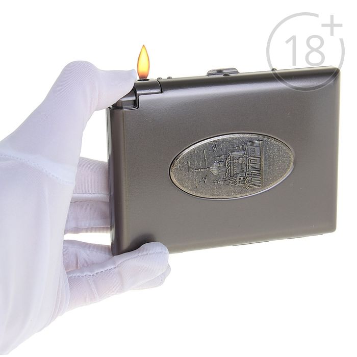 Портсигар с зажигалкой (пьезо, газ) "Храм"