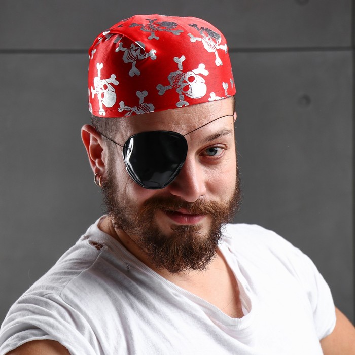 Карнавальная бандана "Череп", р-р 56-58, цвет красный