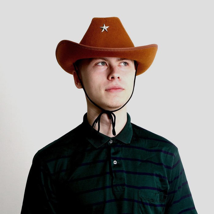 Карнавальная шляпа «Шериф», детская, р-р. 52-54, цвет коричневый ковбойская детская шляпа лучший ковбой р р 52 54 цвет песочный