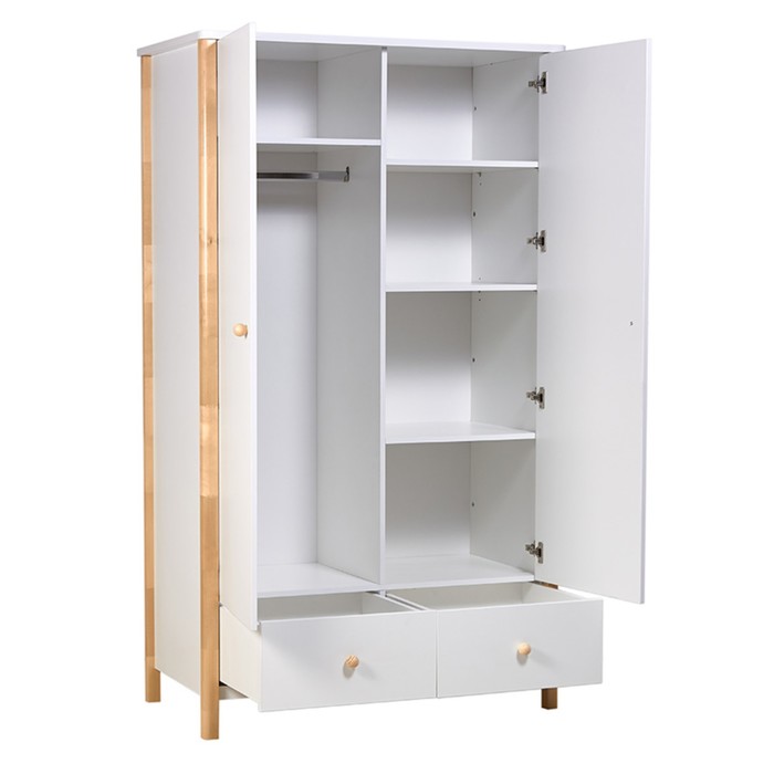 Шкаф двухсекционный Polini kids Simple 3510, с ящиками, цвет белый-натуральный