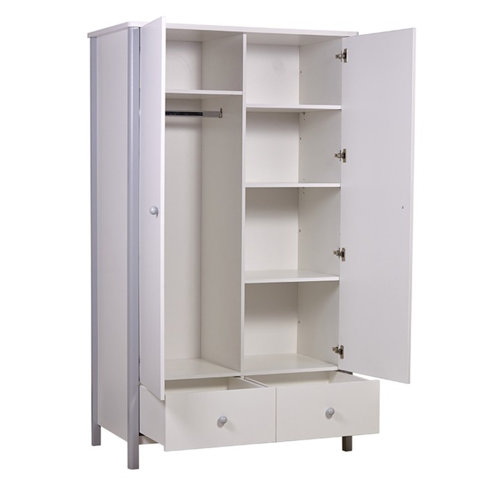 Шкаф двухсекционный Polini kids Simple 3510, с ящиками, цвет белый-серый