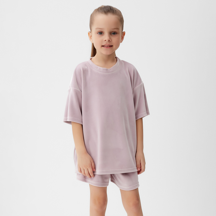 Костюм детский (футболка, шорты) KAFTAN Plushy р.32 (110-116), лиловый