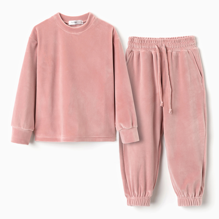 Костюм детский (свитшот, брюки) KAFTAN Plushy р.32 (110-116), розовый