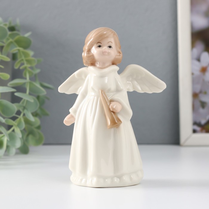 Сувенир керамика Девочка-ангел с дудкой 9,2х5,5х12,8 см цена и фото