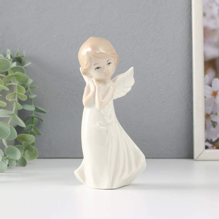 Сувенир керамика Девочка-ангел в платье с узорами со сложенными руками 6х8х16,5 см статуэтка балерина со сложенными руками серия театр