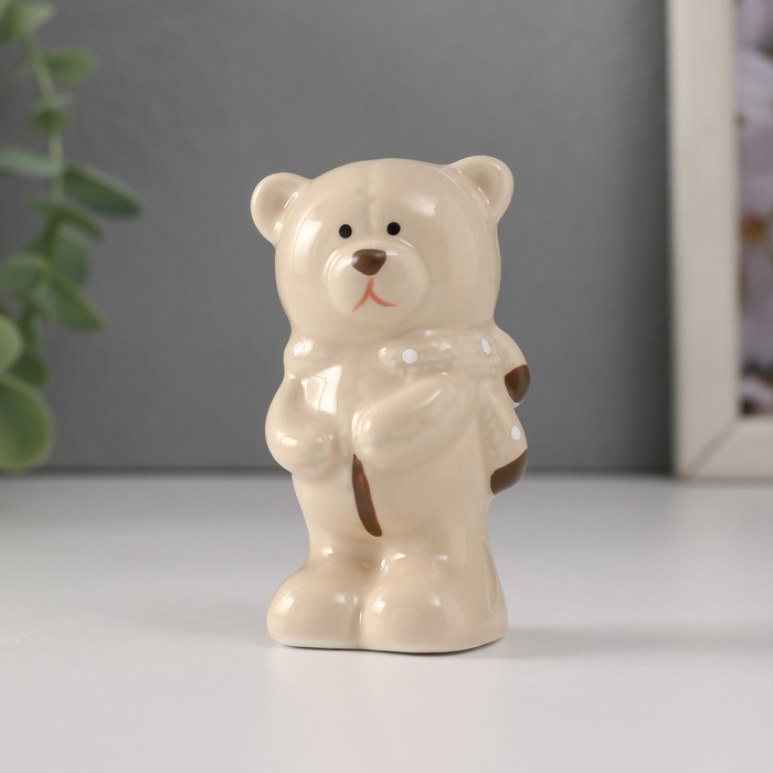 Сувенир керамика Медвежонок стесняшка в шарфике, стоит 4х3,3х8 см сувенир полярный медвежонок 7 см керамика