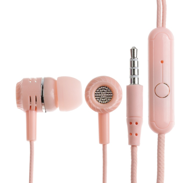 

Наушники CB-52, проводные, вакуумные, микрофон, 1 м, Jack 3.5 мм, розовые