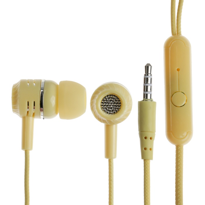 

Наушники CB-52, проводные, вакуумные, микрофон, 1 м, Jack 3.5 мм, жёлтые