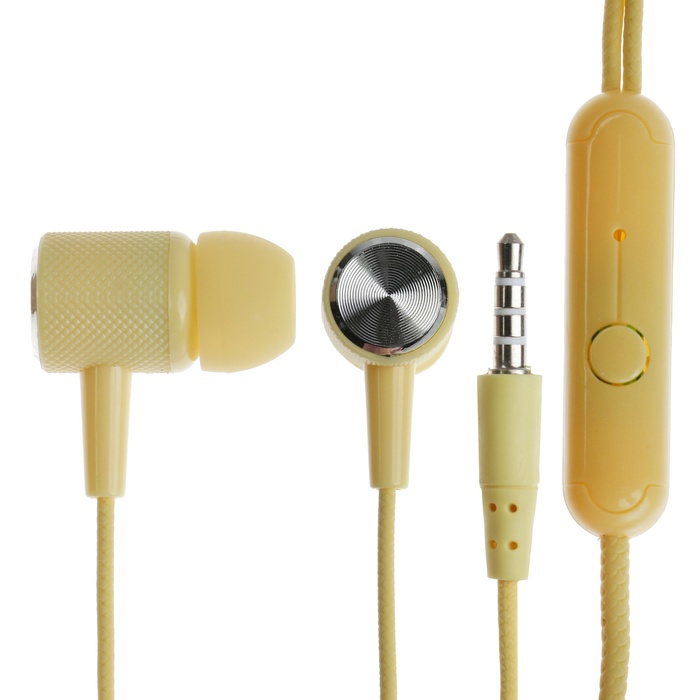

Наушники CB-51, проводные, вакуумные, микрофон, 1 м, Jack 3.5 мм, жёлтые