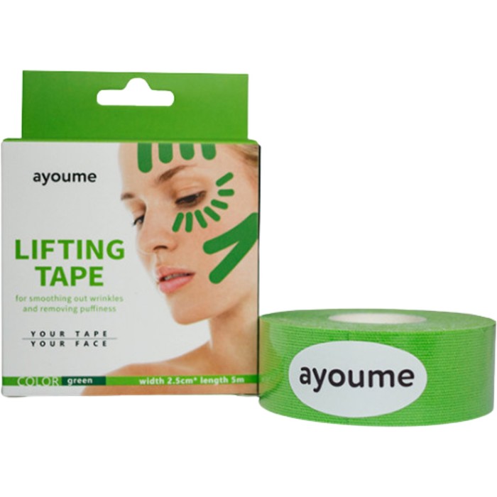 цена Тейп для лица Ayoume Kinesiology Tape Roll, 2.5 см/5 м, цвет зелёный