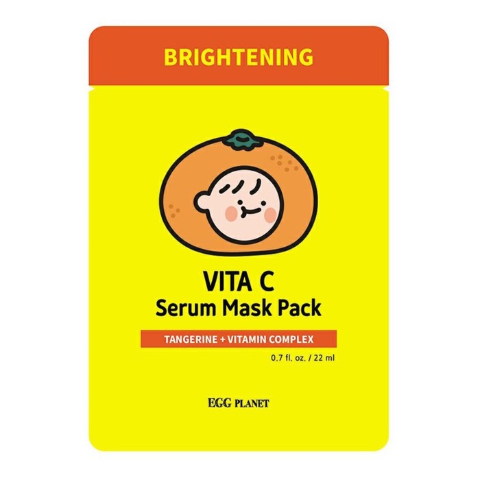 Маска для лица тканевая Daeng Gi Meo Ri Egg Planet Vita C Serum Mask Pack, осветляющая, с экстрактом зелёного мандарина, 22мл