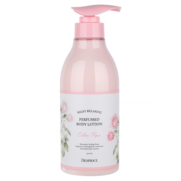 Лосьон для тела DEOPROCE MILKY RELAXING PERFUMED BODY LOTION COTTON ROSE 500 мл спрей для тела deoproce milky relaxing perfumed body mist floral musk 150 мл