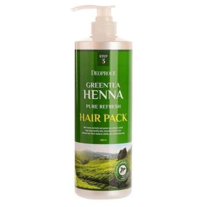 Бальзам для волос Deoproce Greentea Henna Pure Refresh, с экстрактом зелёного чая и хны, 1000 мл