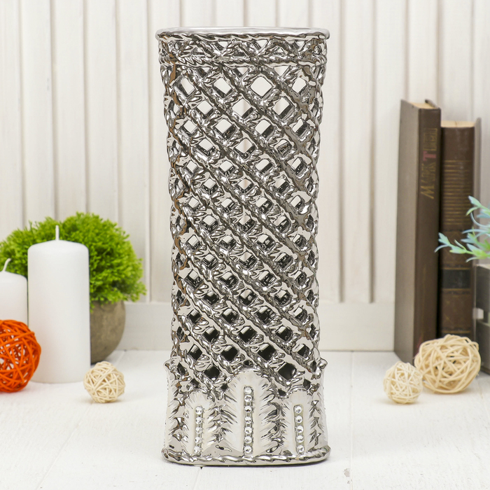 Ваза "Серебряная сетка" овальная