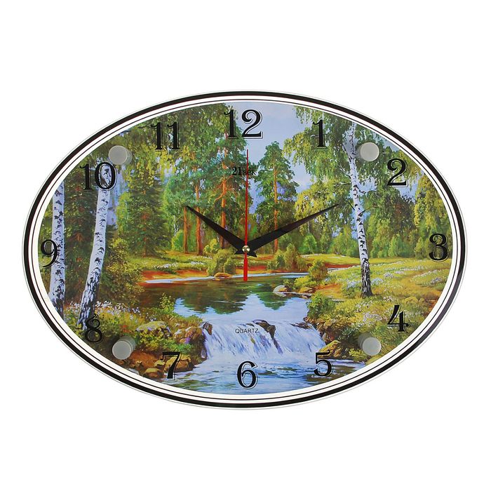 Часы настенные овальные "Горная река", 24х34 см микс