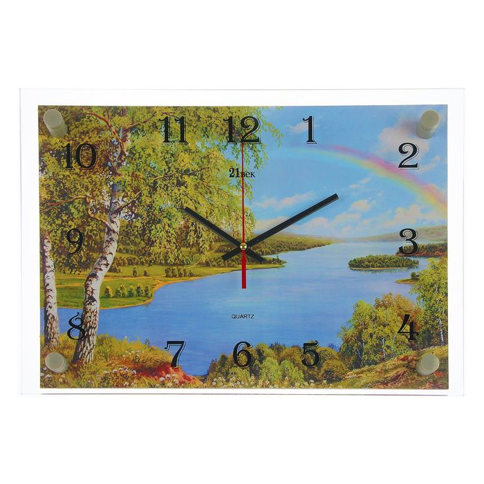 Часы настенные прямоугольные "Радуга над рекой", 25х35 см микс