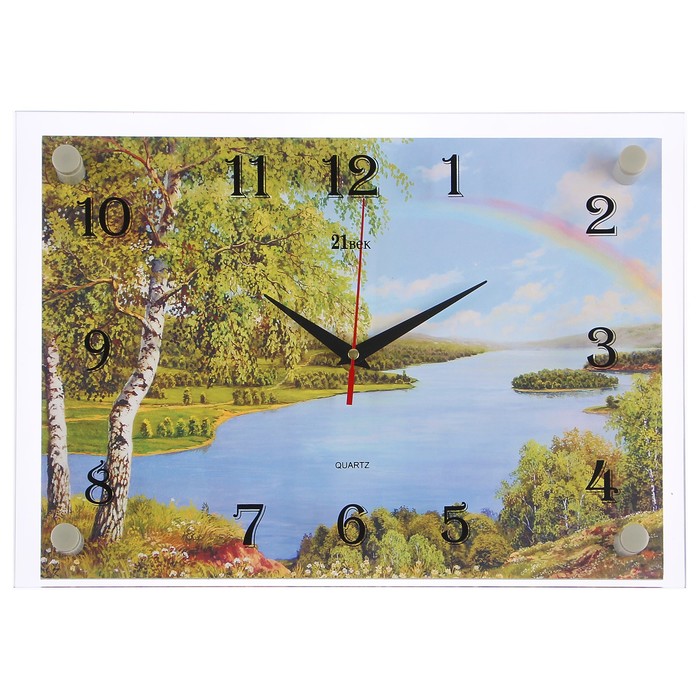 Часы настенные прямоугольные "Радуга над рекой", 25х35 см микс