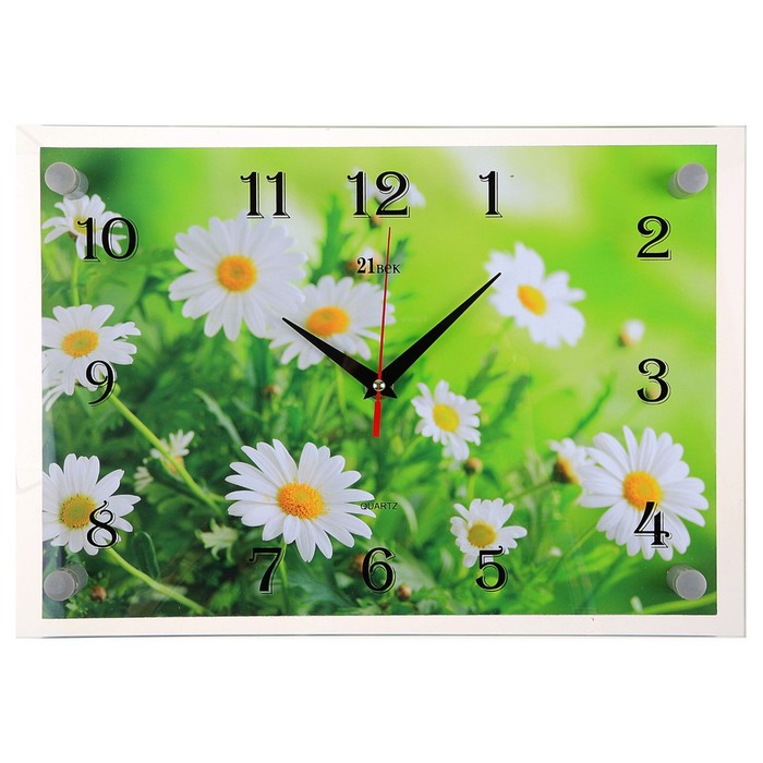 Часы настенные прямоугольные "Ромашки", 25х35 см микс