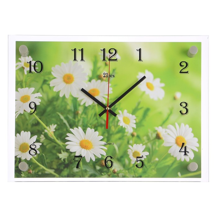 Часы настенные прямоугольные "Ромашки", 25х35 см микс