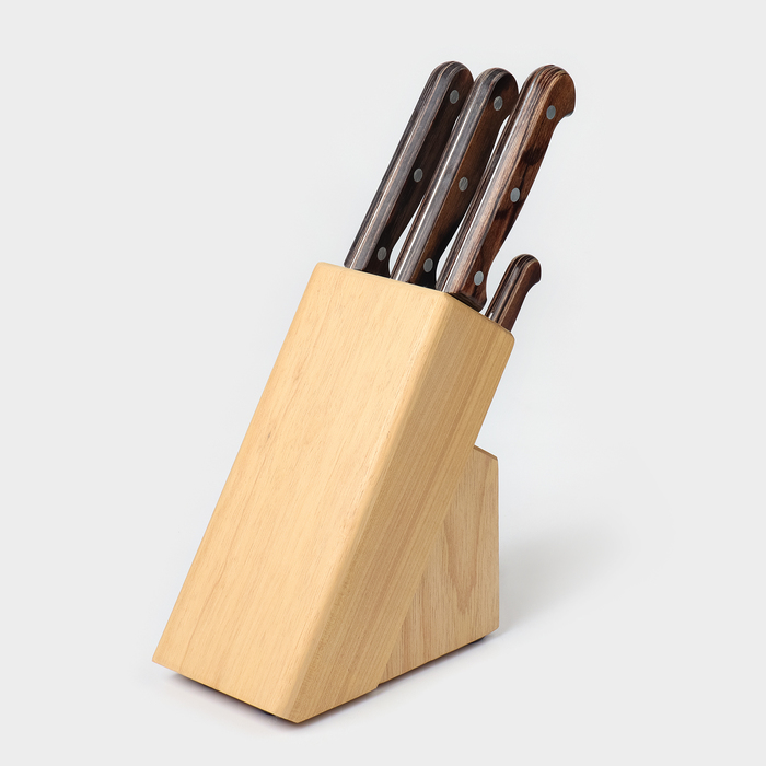 цена Набор кухонных ножей TRAMONTINA Polywood, 6 предметов, ножи с подставкой