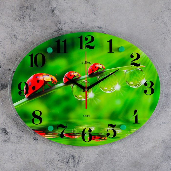 Часы настенные овальные "Божьи коровки", 35х46 см микс