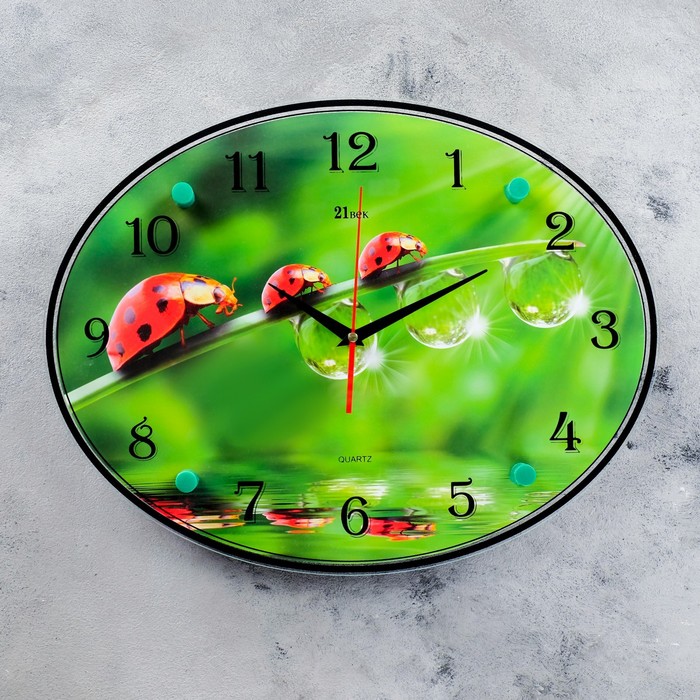 Часы настенные овальные "Божьи коровки", 35х46 см микс