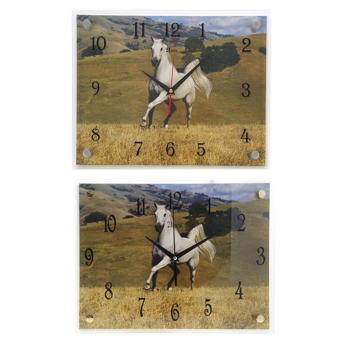 Часы настенные квадратные "Кони", 30х40 см микс