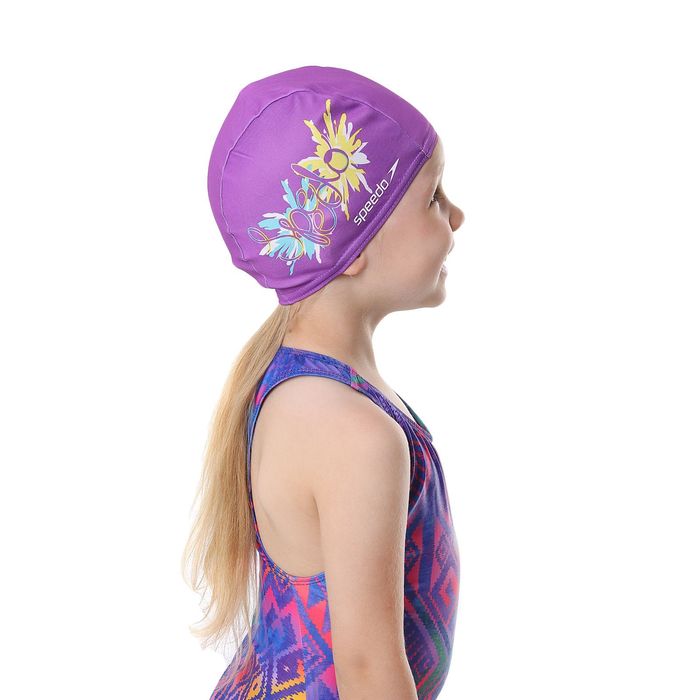 Шапочка для плавания SPEEDO Polyester Printed Cap Jr, безразмерная, цвет жёлто-бирюзовый