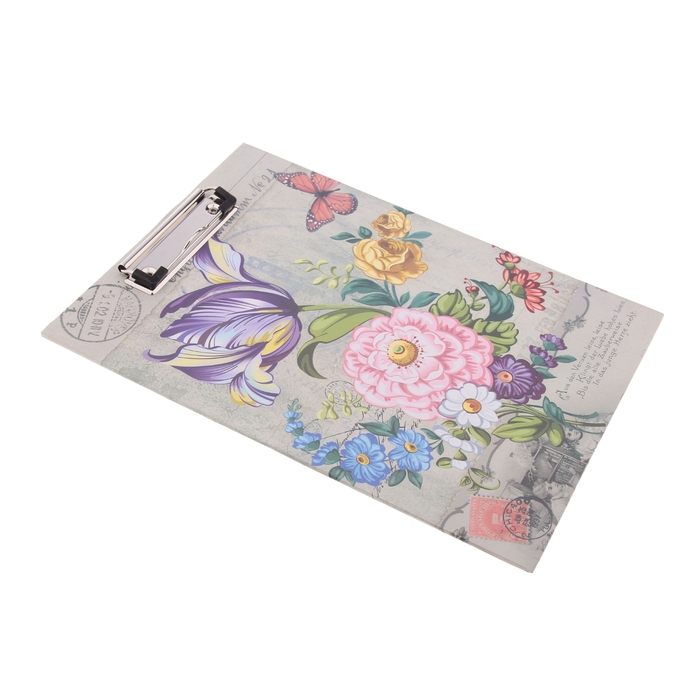 Планшет с прижимом формат А4 картон МИКС Акварель/бабочки