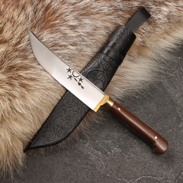 Нож Пчак Шархон - Чирчик, текстолит, ёрма, гарда латунь, 95Х18 (11-12см)