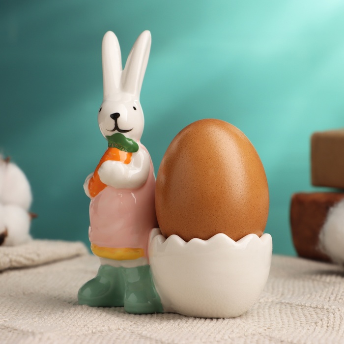 Подставка под яйцо Кролик с морковкой 8х5х11см, микс подставка под 6 яйц кролик