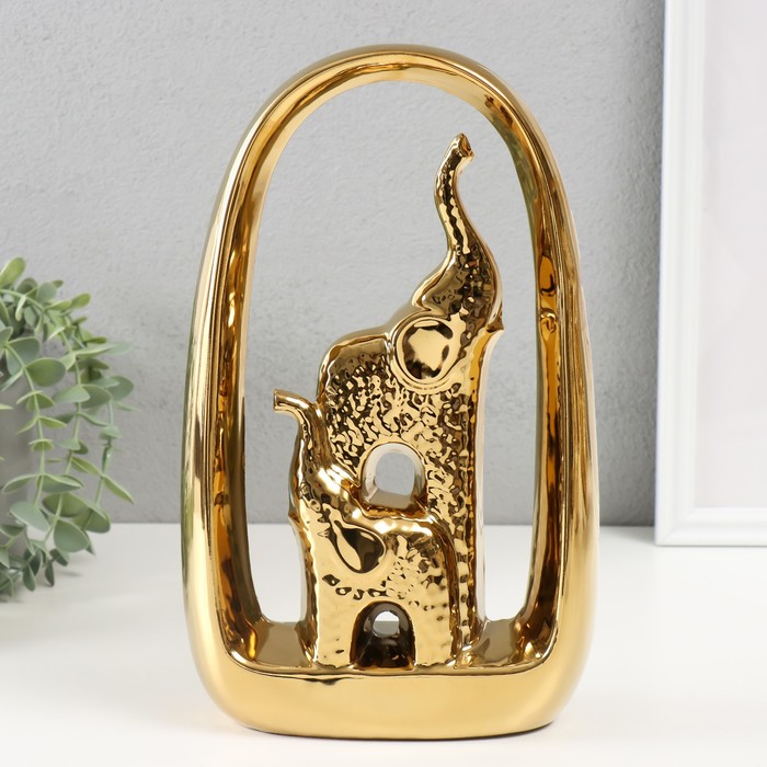 Сувенир керамика Слон и слонёнок золото 5,5х17,5х29 см сувенир керамика слон хобот вверх золото 8х5 3х14 см