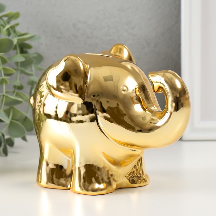 Копилка керамика Слоник с ушками-сердечками золото 9,5х17х13 см шкатулки pearhead керамическая копилка слоник