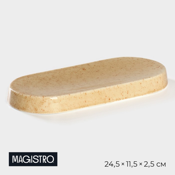 Блюдо сервировочное фарфоровое Magistro Stone, 24,5×11,5×2,5 см блюдо фарфоровое сервировочное magistro poursephona d 21 см цвет бежевый