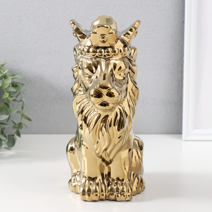 Сувенир керамика Лев в короне золото 17х12х26 см сувенир полистоун подсвечникбелый лев в золотой короне 24 5х14х11 5 см 7811498