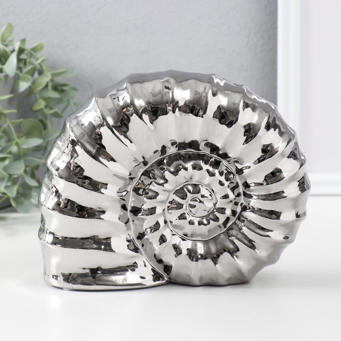 Сувенир керамика Ракушка спираль серебро 20,5х6х16 см сувенир керамика кот потягушки серебро 5 5х2 4х7 8 см