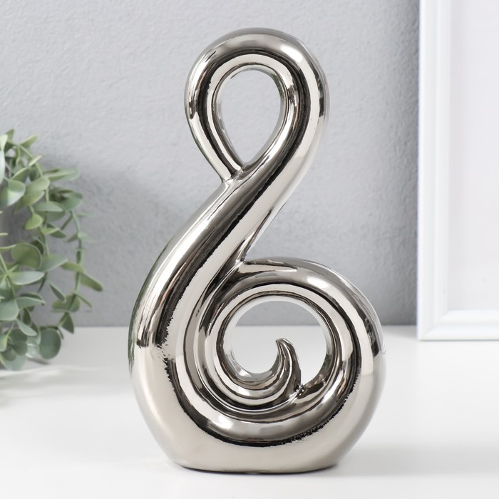 Сувенир керамика Абстракция. Лебедь серебро 14,5х5,5х25 см