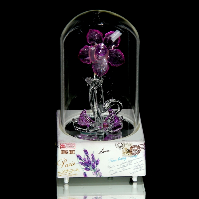 Сувенир музыкальный и световой колба "Лебеди у цветка" МИКС