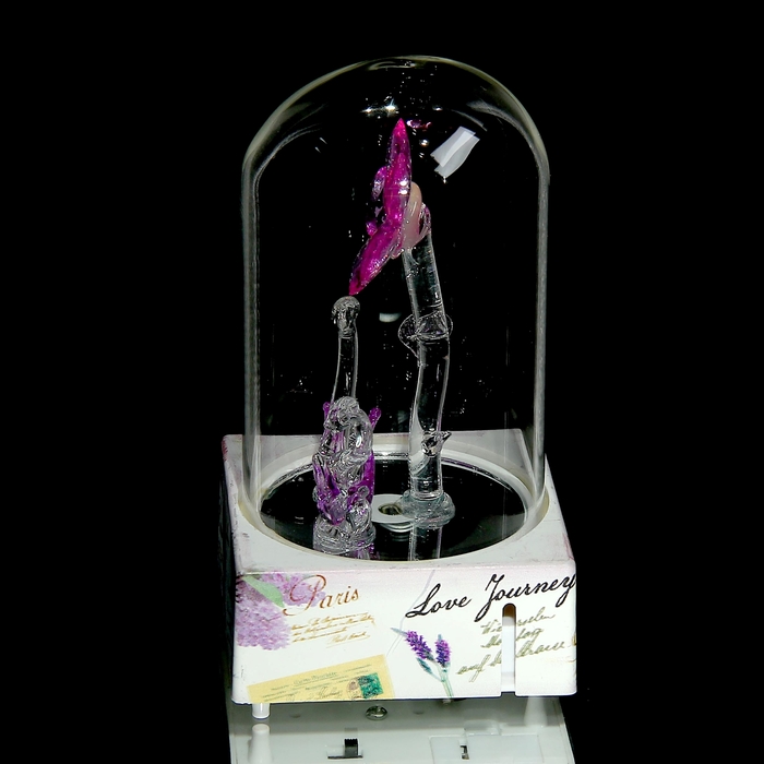 Сувенир музыкальный и световой колба "Лебеди у цветка" МИКС