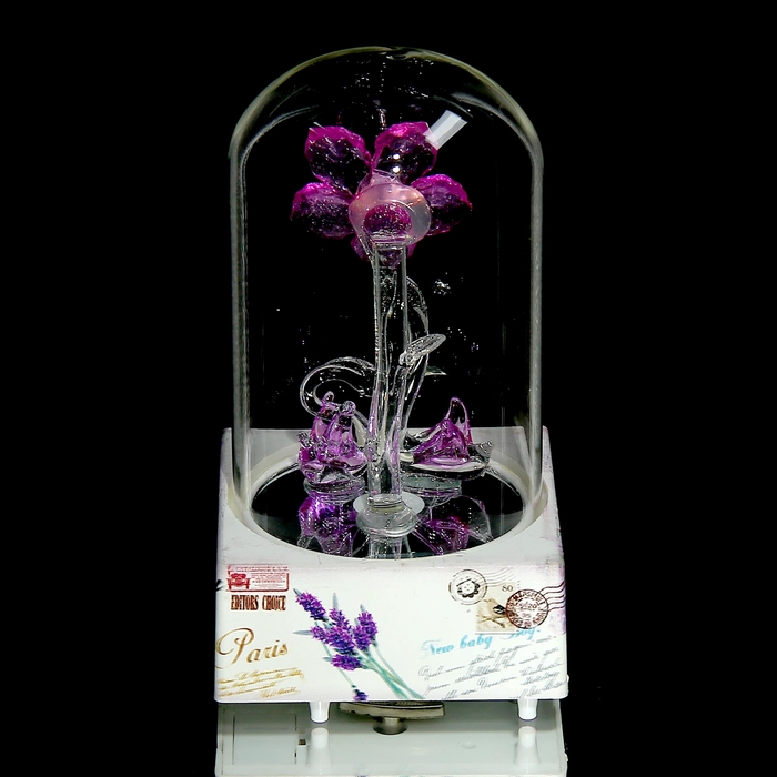 Сувенир музыкальный и световой колба "Лебеди у цветка" МИКС