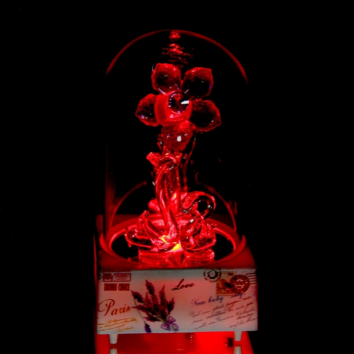 Сувенир музыкальный и световой колба "Лебеди у цветка" МИКС