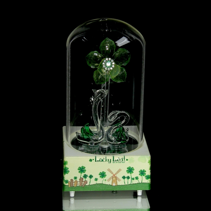 Сувенир музыкальный и световой колба "Лебеди у цветка" МИКС