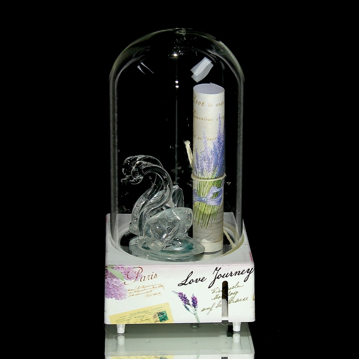 Сувенир музыкальный и световой колба "Лебедушки со свитком"