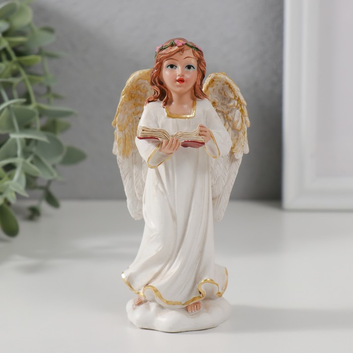 Сувенир полистоун Ангел-девушка с книгой поёт 12,5х6,5х5,3 см