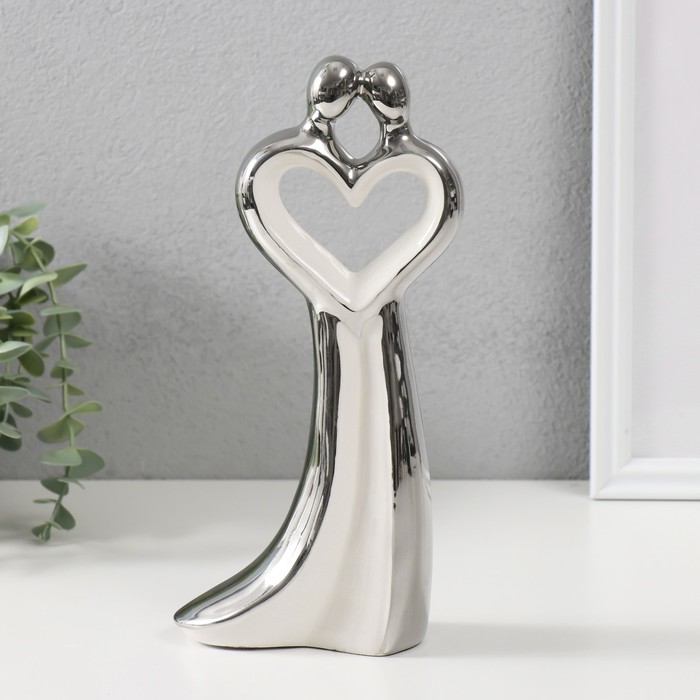 Сувенир керамика Одна любовь на двоих серебристо-белый 24х11,5х5,5 см