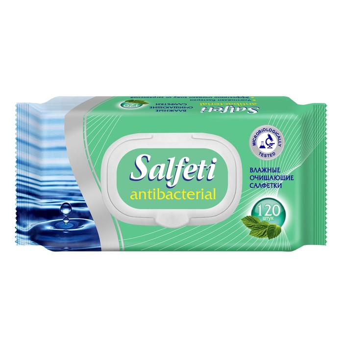 влажные салфетки salfeti антибактериальные с клапаном 648 шт 9 упаковок по 72 шт Влажные салфетки Salfeti antibac антибактериальные, с клапаном, 120 шт