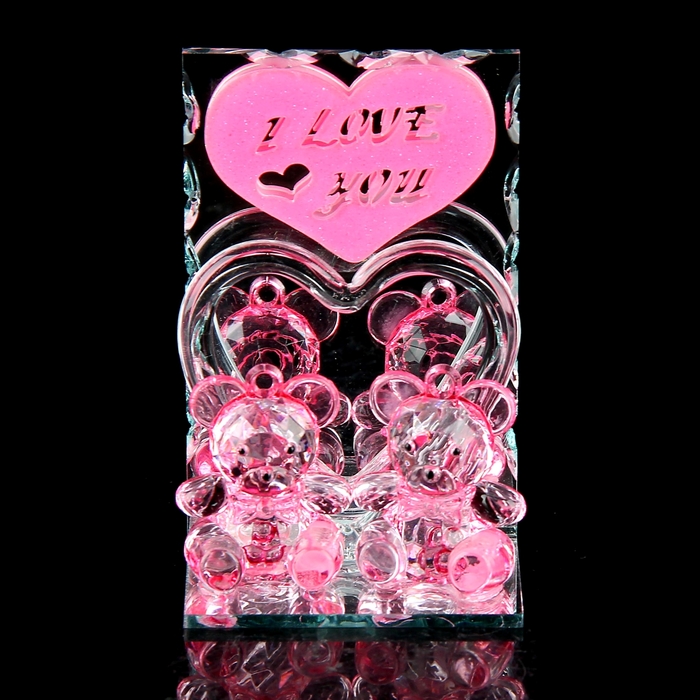 Сувенир "Пара медвежат у сердца с зеркалом" МИКС