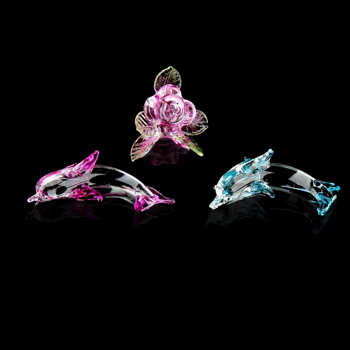 Сувенир "Дельфины у цветка" набор 3 шт., микс