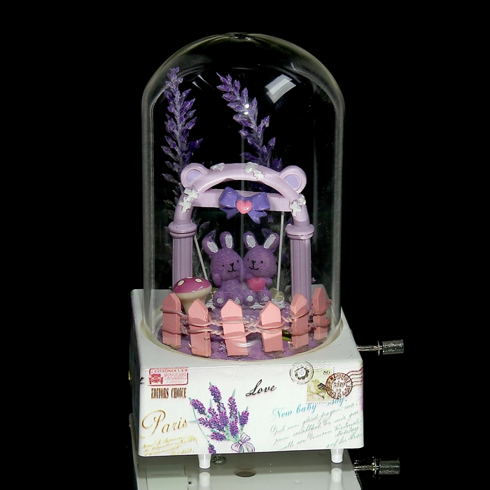 Сувенир музыкальный колба "Мишки/Зайчики на качелях" МИКС